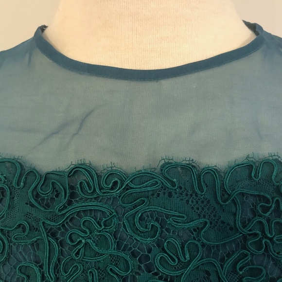 Vintage Custom-Made Emerald Lace/Organza Dress - Picture 3 of 8